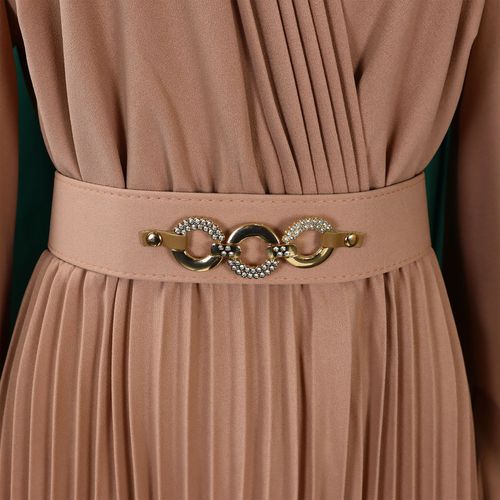 Trendy Elegant Bright Happy Color Pleated Dress Casual European Design V Neck Dresses For Women