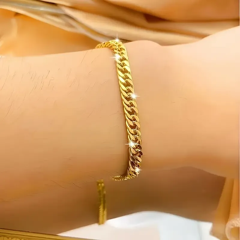 Elegant  Stainless Steel Bracelet for Women - Luxury Fashion Chain Link Bracelet, Perfect for Daily Wear and Parties, Valentine's Day Gift, All-Season Accessory