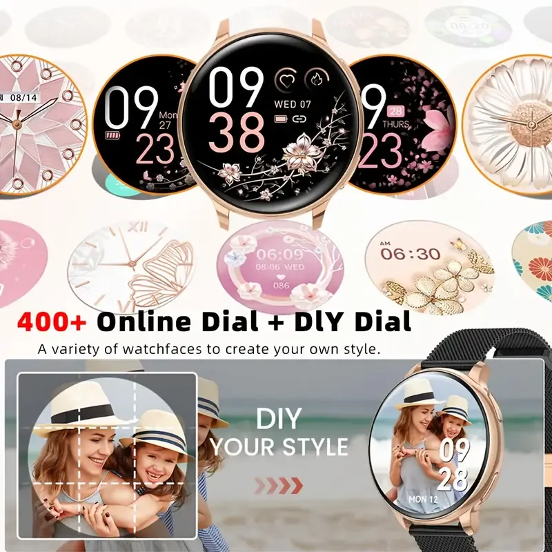 Smartwatch with Wireless Call/Dial, Female Functions, Sleep, 19 Sports Modes, Music Player, Pedometer - Perfect Birthday Gift for Men & Women, Christmas, Halloween, Smartwatches For Android & Ios