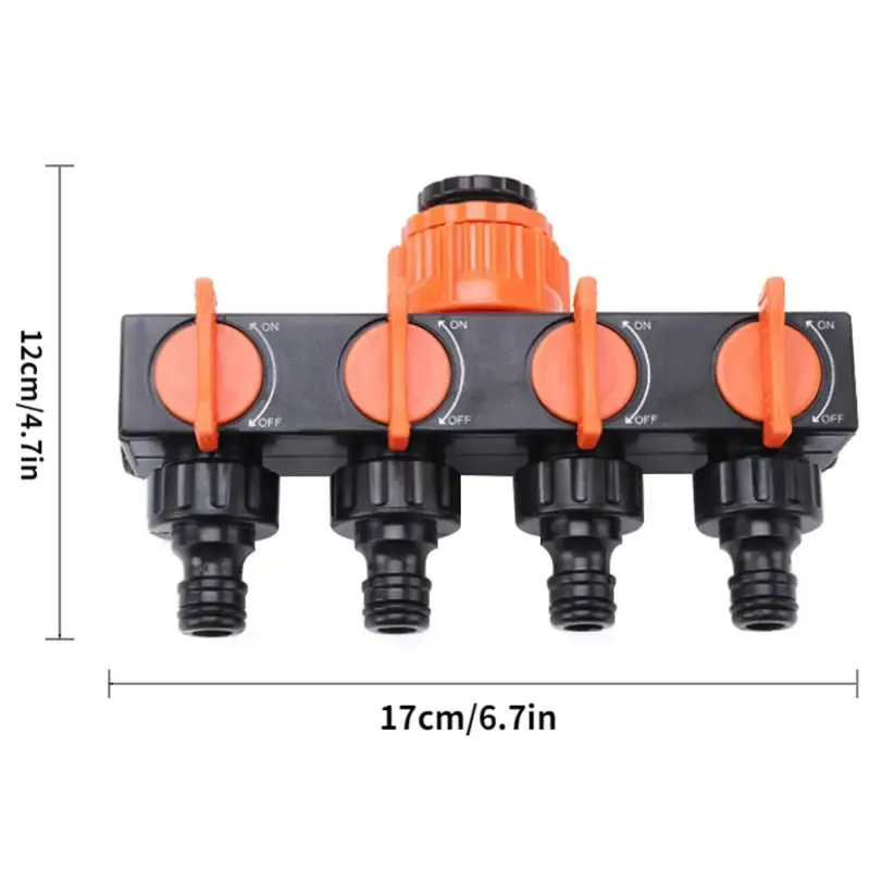 1pc, 4 Way Garden Hose Splitters Diverter Tap Hose Connector Hose Splitter Water Distributor With 4 Individual On-Off Switch For Outdoor Sprinkler Irrigation Systems