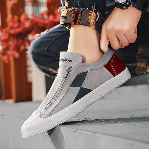 Men's Shoes With Good Grip, Zip-up Sneakers, Men's Footwear