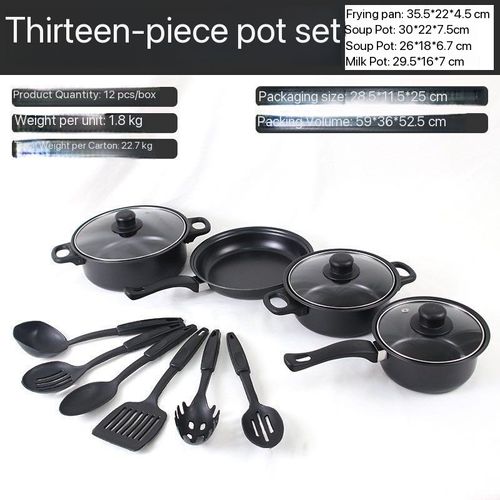 Hot-selling 13-piece cookware set, spatula, non-stick saucepan, milk pan, frying pan, cross-border Maifan stone pot multi-piece cookware set