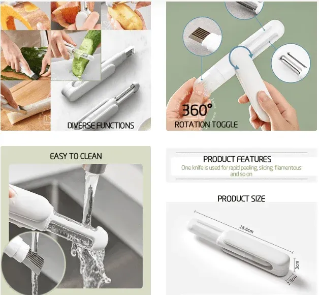 3 in 1 Multifunctional Rotary Paring Knife