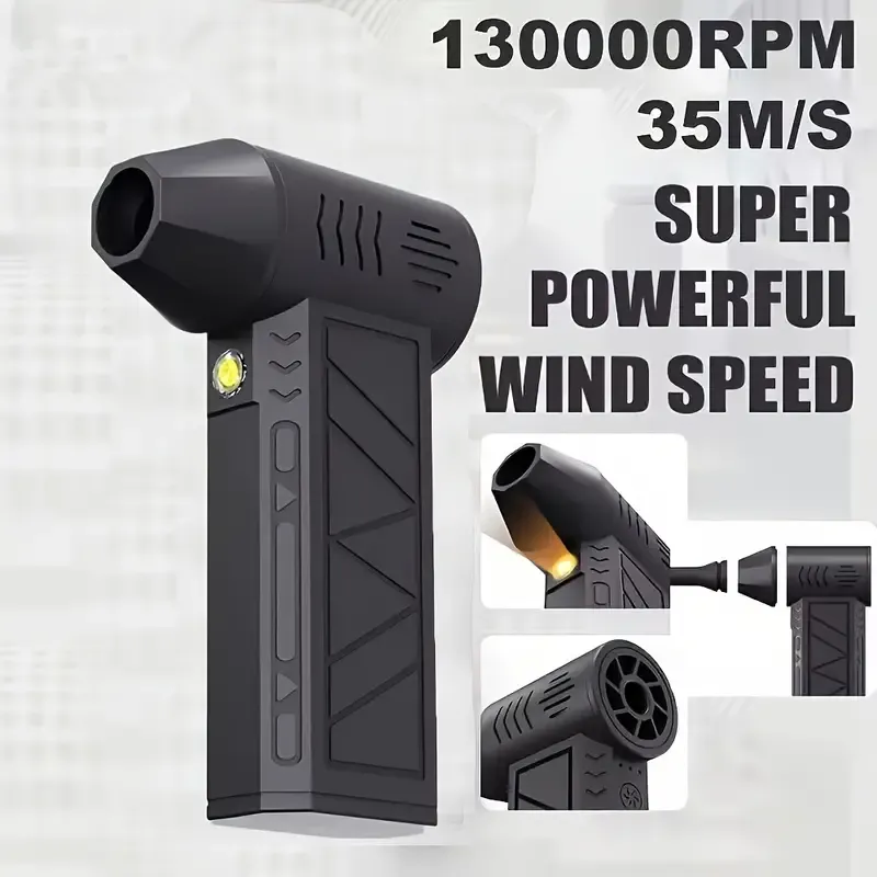 Ultra-Powerful Handheld Fan - 130,000 RPM, USB Rechargeable, Multi-Use for Dust, Snow, BBQ, Pet Hair & Inflation