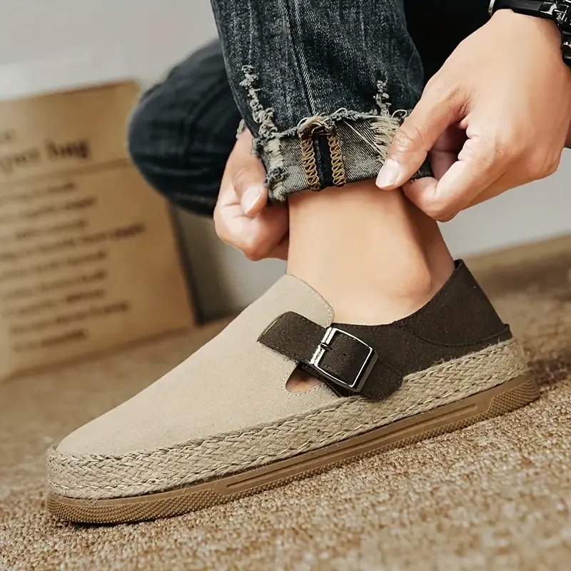 Men's Vintage Color Block Elegant Dress Shoes With Buckle Straps, Comfy Non Slip Casual Durable Walking Shoes, Men's Footwear