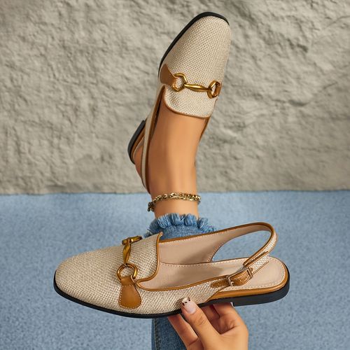 Fashion metal buckle closed toe sandals for women