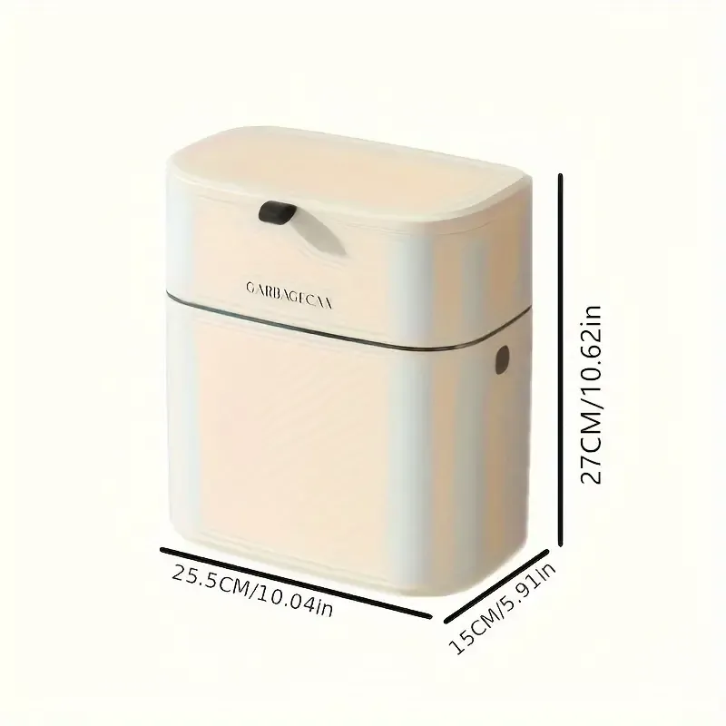 1pc Large Capacity Wall Mounted Household Trash Can with Lid, Slim Horizontal Garbage Can for Living Room, Kitchen Accessories