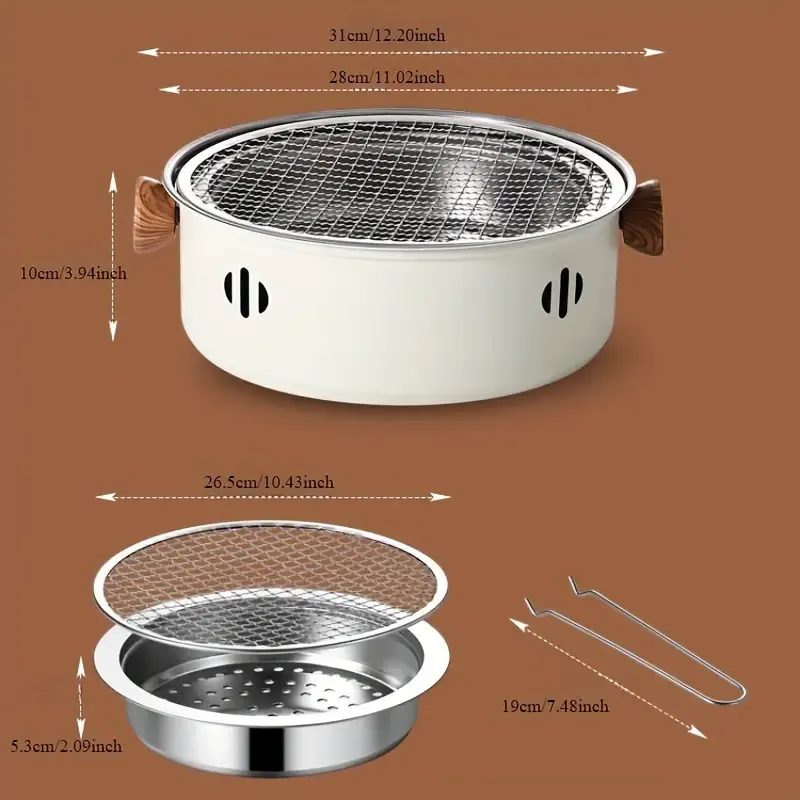 Smokeless Charcoal Grill - Portable Outdoor BBQ Stove for Camping & Picnics, Non-Electric, Perfect for Grilling & Cooking, Ideal for Home, Office, and Restaurant Use