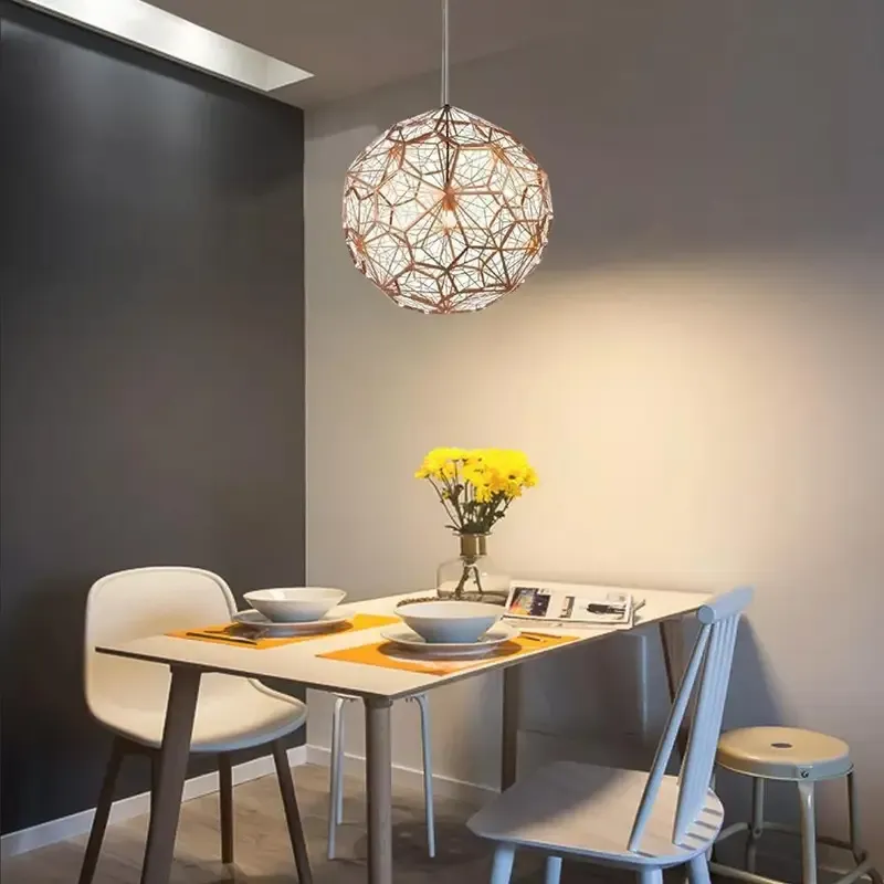 Contemporary Metal Pendant Light, 25cm, Modern Indoor Ceiling Fixture, Golden Bronze Chandelier Lighting for Home Decor