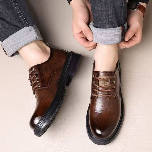 New men's leather shoes, business style, soft leather, breathable, versatile casual leather shoes, British style workwear shoes, lightweight formal leather shoes.