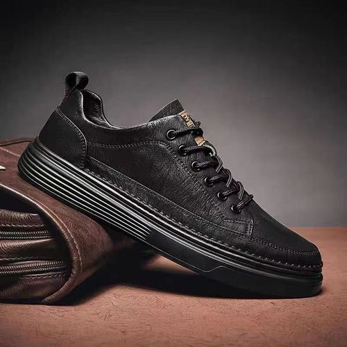 Versatile black casual leather shoes for work