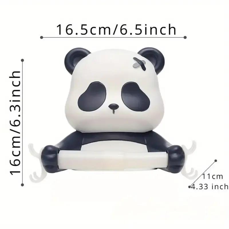 Adorable Panda Wall-Mounted Toilet Paper Holder - 1pc, Durable PP Material, No-Drill Easy Installation, Playful Cartoon Design Bathroom Tissue Roll Dispenser