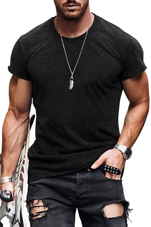 Solid color men's short-sleeved foreign trade casual pure white men's T-shirt tops