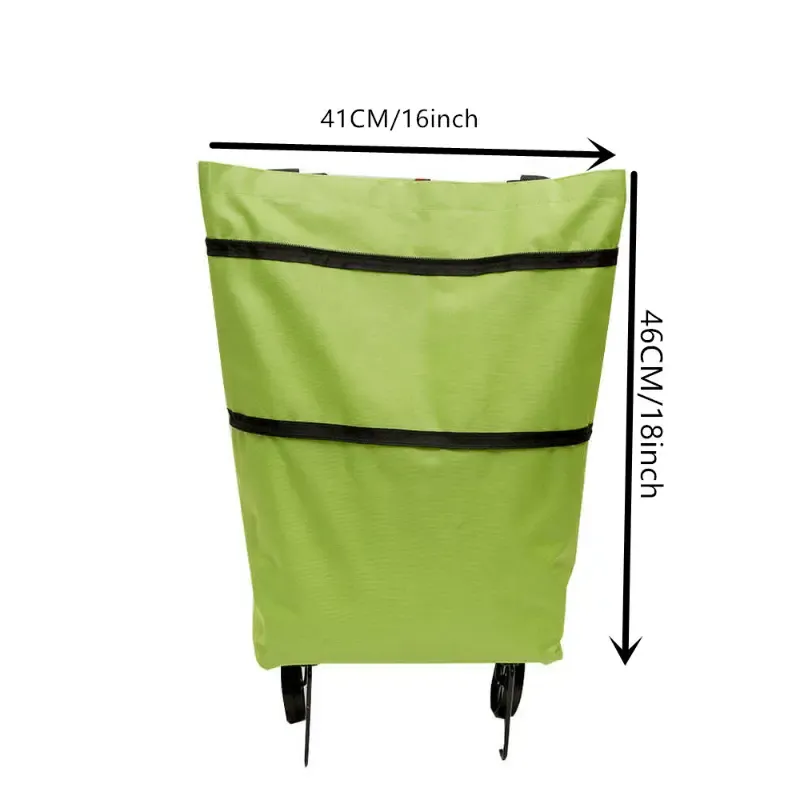 1pc Foldable Shopping Trolley with Wheels - Collapsible Trolley Cart for Groceries, Express and Home Use - Plastic Durable Portable Tug Bag with Stair Climbing Wheels