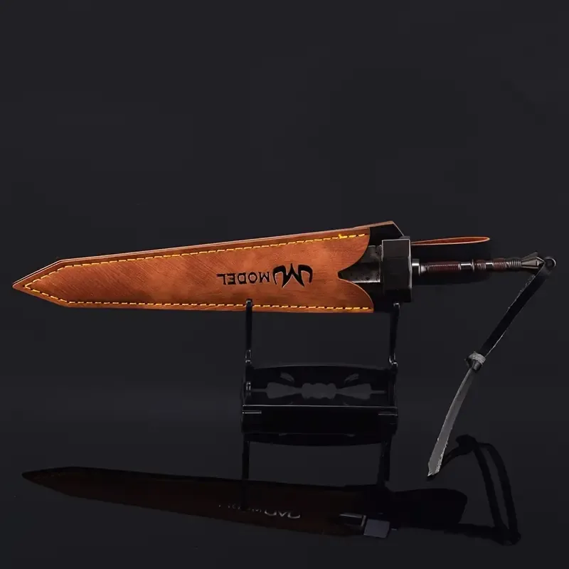 1pc Exquisite Damascus Steel Pattern Giant Sword - Full Metal Model Hand Figure with Intricate Details and Realistic Design