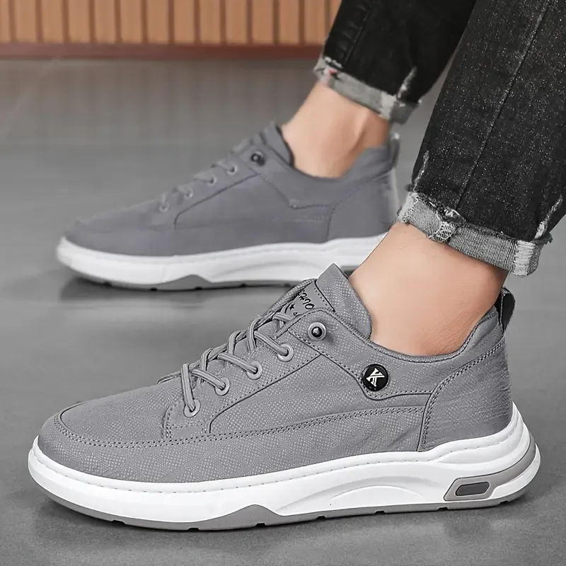 Low Top Sneakers: Casual White Men's Shoes with PU Upper and PVC Sole