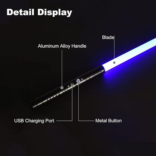 Lischwert Lightsaber, RGB Colors Changeable with Sound Metal Hilt Light Saber Force FX Dueling Lightsaber Toy for Kids Adults Gift