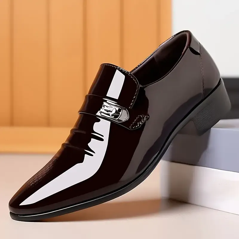 Mens Patent Loafers, Formal Dress Anti-skid Slip On Dress Shoes For Business Office