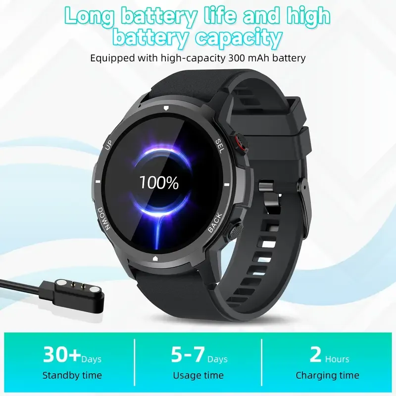 Smart Men'S Watch, 1.39  Smartwatch with Wireless Calling, Sleep Monitoring, 110+ Sports Modes, Compatible with Android iPhone, USB Charging, Alloy Body, TFT Screen, Lithium Battery-Polymer 300mA