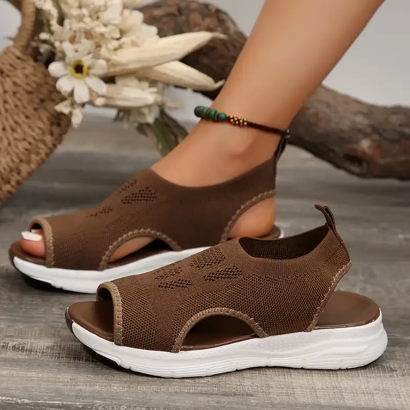 Mid Heel Platform Slip-On Sandals