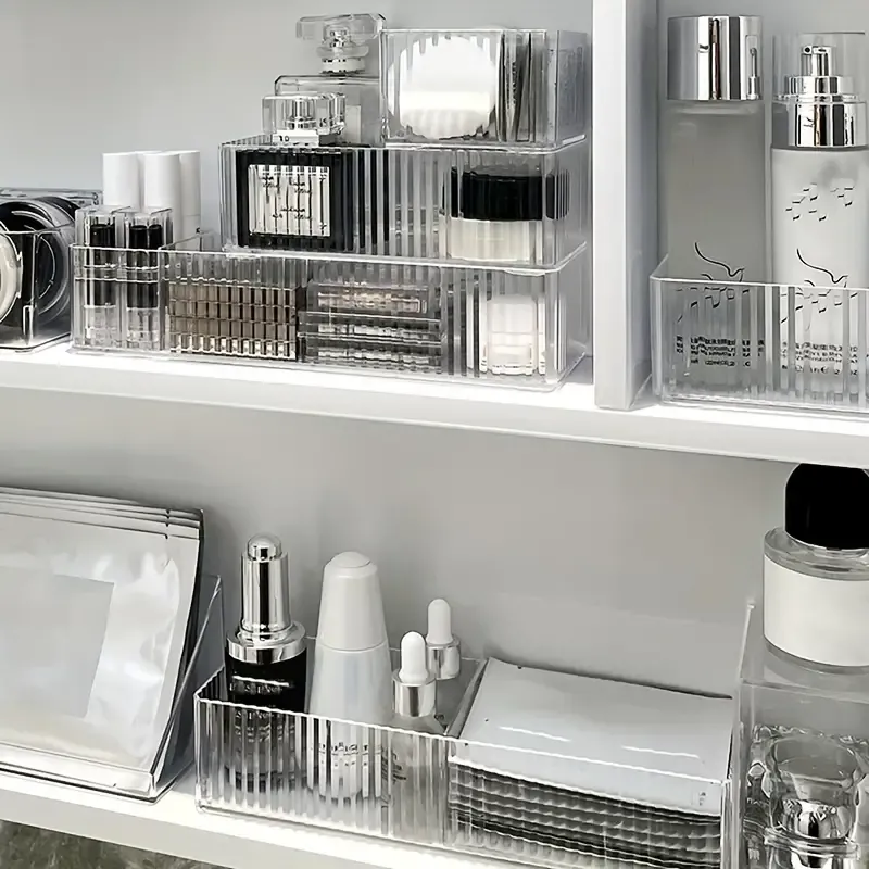 1pc Clear Drawer Design Acrylic Cosmetic Organizer For Dressing Table, Makeup Storage Box For Lipsticks, Eye Shadows, Skincare Products, Home Room Supplies