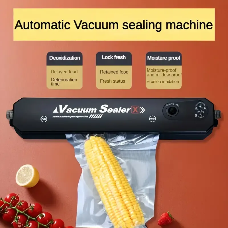 1 set Vacuum Sealer Machine Food Vacuum Sealer Automatic Air Sealing System For Food Storage Dry Food Modes Compact Design With 10Pcs Vacuum Sealer Bags For Home & Kitchen+ vacuum bags