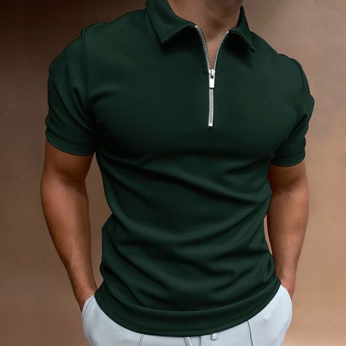 Summer men's polo shirt solid color short-sleeved lapel T-shirt casual fit top European and American men's clothing
