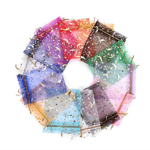 Moon Star Drawstring Organza Bag