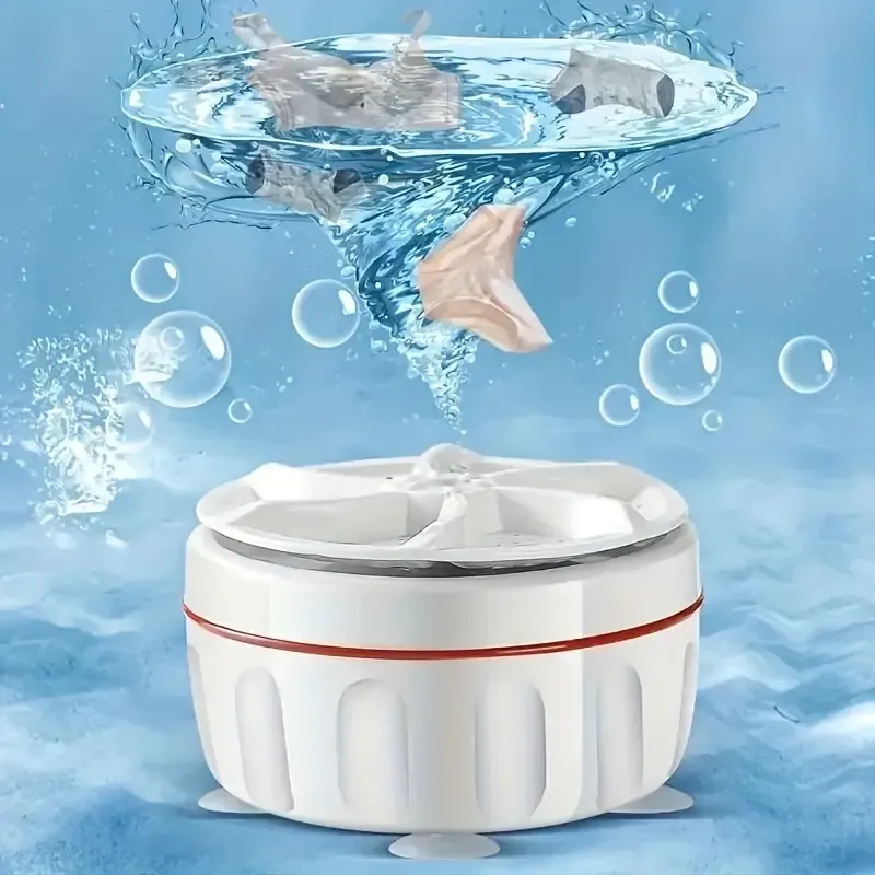 Portable Ultrasonic Turbo Washer, Mini Travel Washing Machine, Battery-Free, Plastic, for Dormitory, Home, and Travel Use