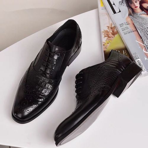 New Brock retro crocodile print leather shoes