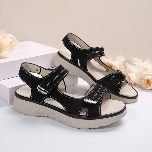 Large size casual sandals for women, sports style, Velcro, one-line, cross-border comfortable fish mouth sandals