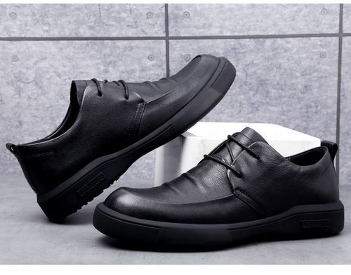 Soft-soled and soft-faced men's work leather shoes