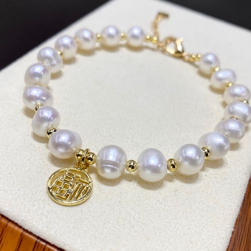 Chinese Palace Style Natural Freshwater Pearl Paired Copper Bead Beaded Bracelet INS Niche Vintage Bracelet Jewelry