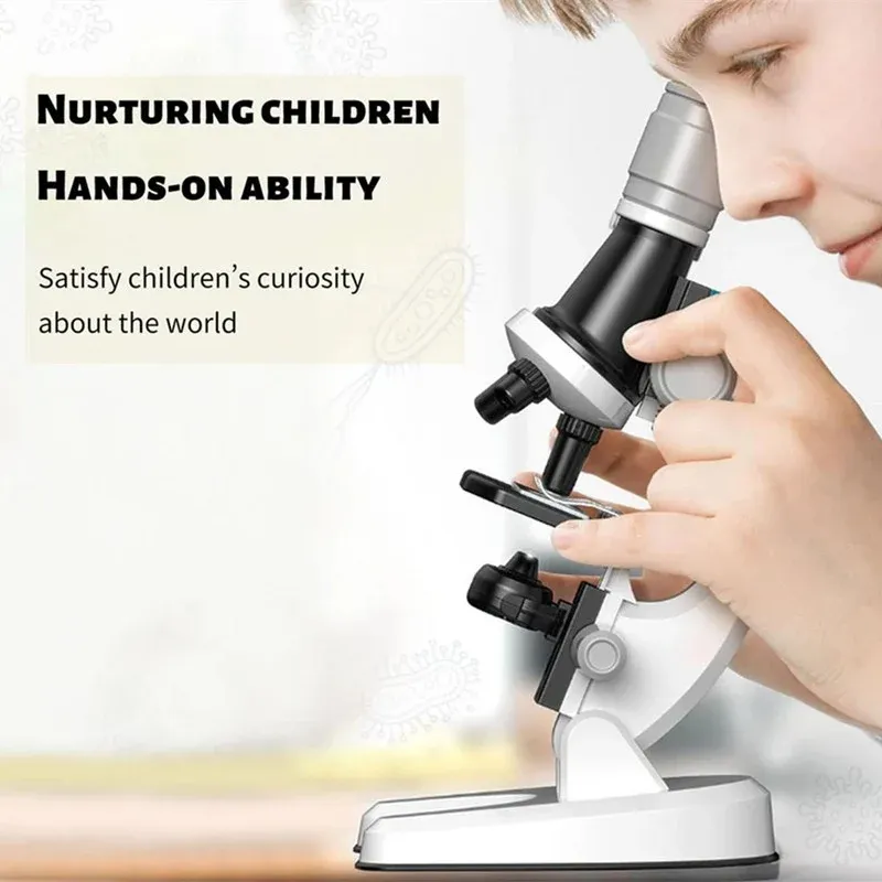 Microscope Kit Lab LED 100X 400X 1200X Home School Educational Toy Gift Refined Biological Microscope For Kids Child Gifts Toys