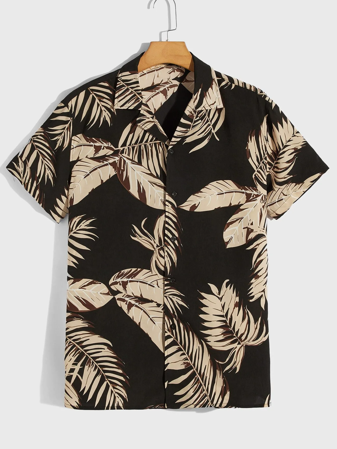 Short-sleeved retro loose-print Hawaiian shirt with summer casual collar