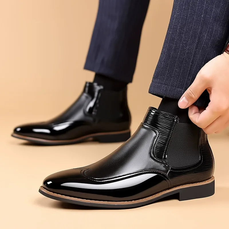 Men's genuine leather Chelsea casual moccasins