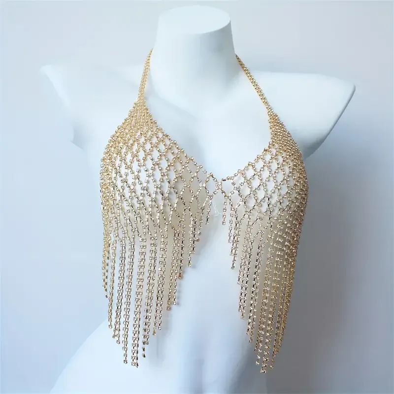 Crystal Mesh Tassel Bra