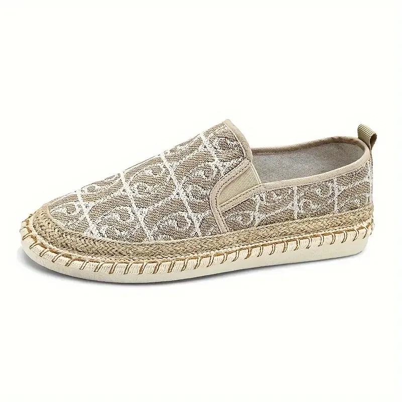 Men's Stylish Pattern Loafers, Lightweight Flat Soft Sole Walking Shoes, Espadrilles Wear-resistant Vacation Shoes