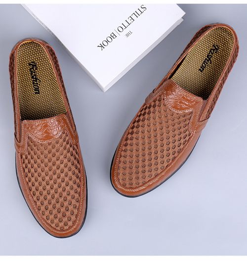 Mesh breathable leather shoes