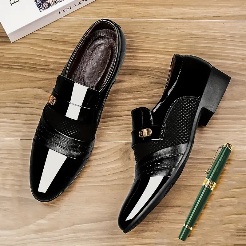 Men's Patent Leather Oxford Shoes, Formal Dress Shoes For Wedding Party Office
