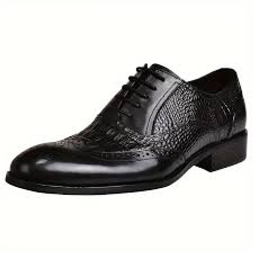 Brogue Oxford men's distressed vintage leather shoes with crocodile pattern, large size
