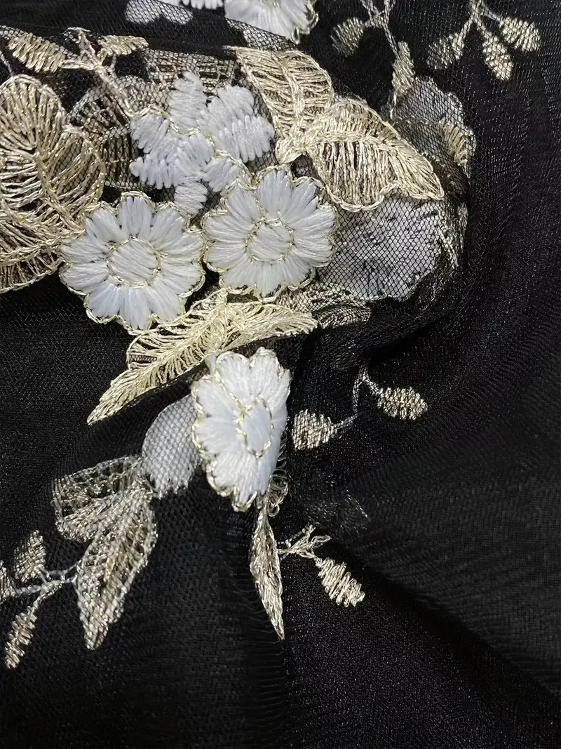 Elegant Floral Embroidered Asymmetric Neck T-Shirt