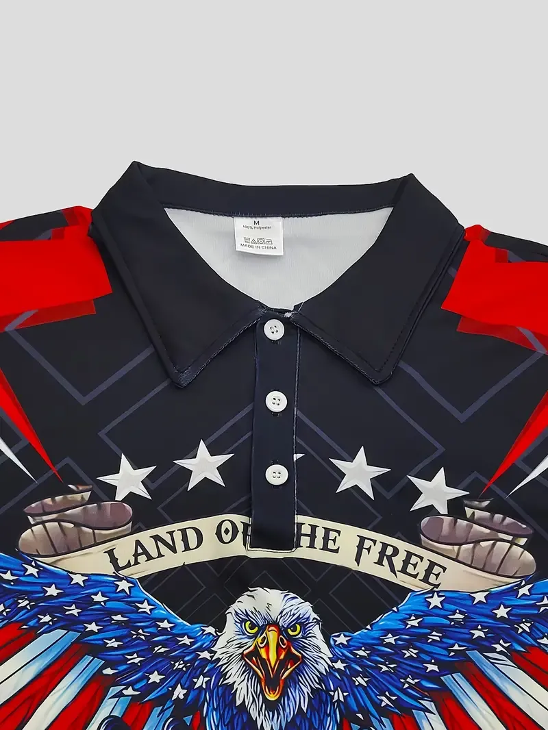 Men's Eagle & US Flag Graphic Print Golf T-shirt