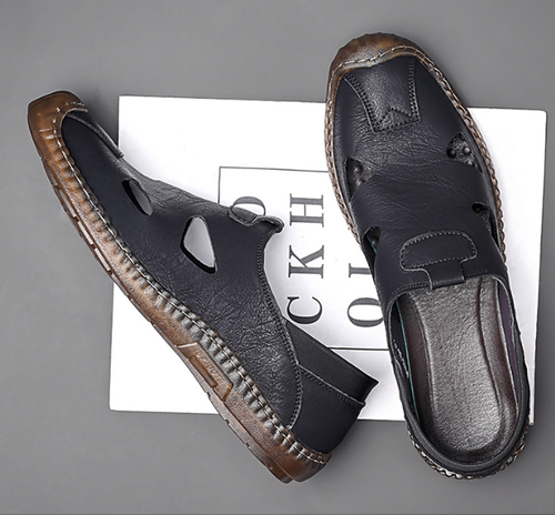 Summer new men's genuine leather breathable and durable sandals and casual shoes