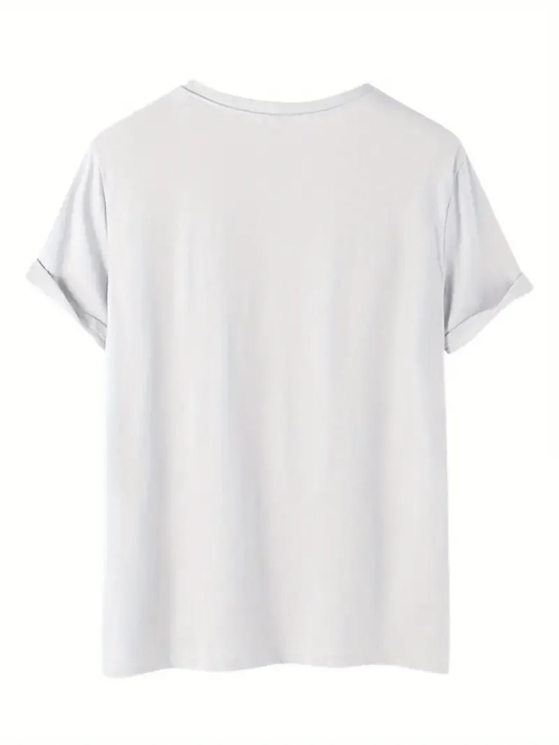 Women's Casual Polyester T-Shirt with Vintage Floral Print, Knit Fabric, Round Neckline, Spring/Summer Collection - Regular Fit
