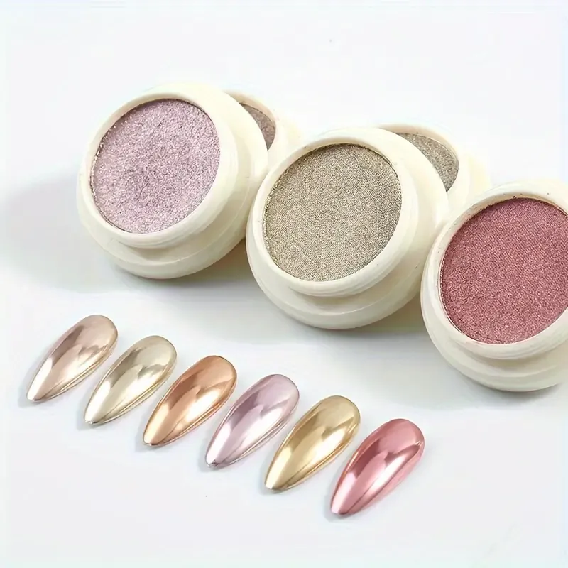 6 Colors Nail Art Mirror Powder, Chrome Nail Powder Set, Holographic Glitter Nail Chrome Powder For Nails Art DIY Decoration