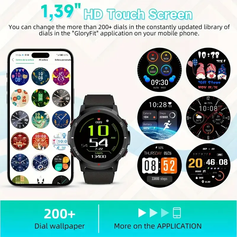 Smart Men'S Watch, 1.39  Smartwatch with Wireless Calling, Sleep Monitoring, 110+ Sports Modes, Compatible with Android iPhone, USB Charging, Alloy Body, TFT Screen, Lithium Battery-Polymer 300mA
