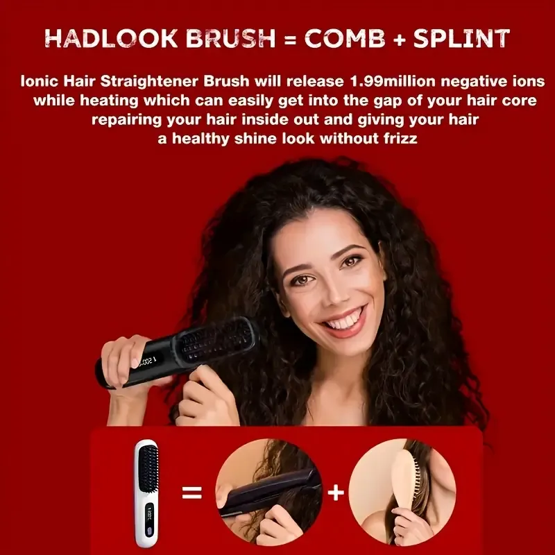 Portable Wireless Hair Straightener Comb - USB Charging,