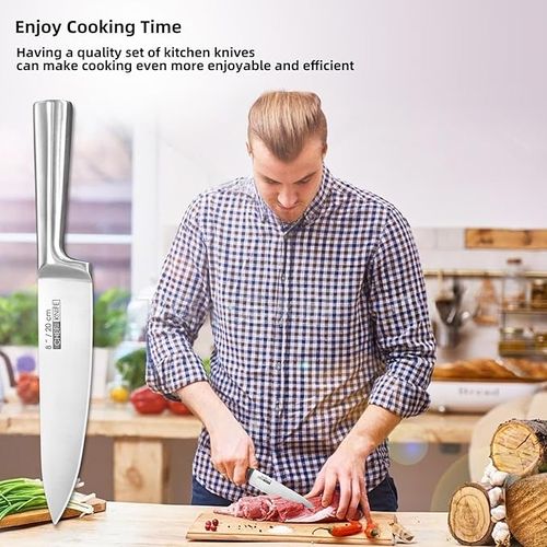 5-Piece Professional Kitchen Knife Set, Integrated Ergonomic Handle with High Carbon Stainless Steel Blades - Sharp Chef Knife Set for Multipurpose Cooking, Gift Box Included