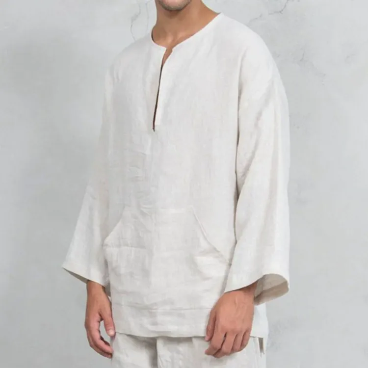 Men's ethnic style Middle Eastern loose flared long-sleeved men's T-shirt